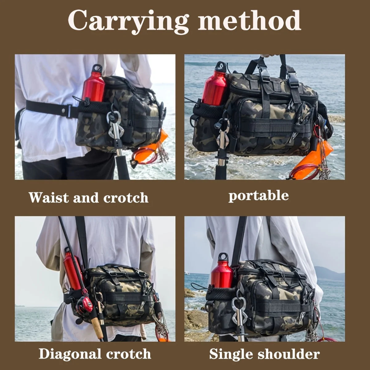 Asher Daniel Grand Outdoors: A practical fishing gear bag | canvas waist bag crossbody shoulder bag | universal travel sports bag