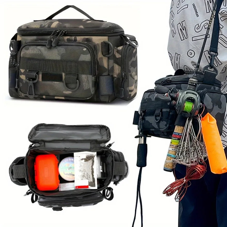 Asher Daniel Grand Outdoors: A practical fishing gear bag | canvas waist bag crossbody shoulder bag | universal travel sports bag