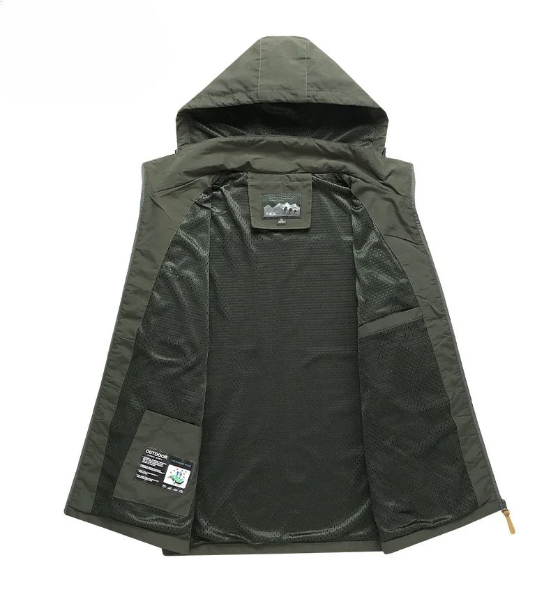 Asher Daniel Grand Outdoors: Hiking Waterproof Jacket | Men's New Autumn Casual Sports Detachable Hooded Coat | Field Mountain Climbing | Travel Thin Windbreaker