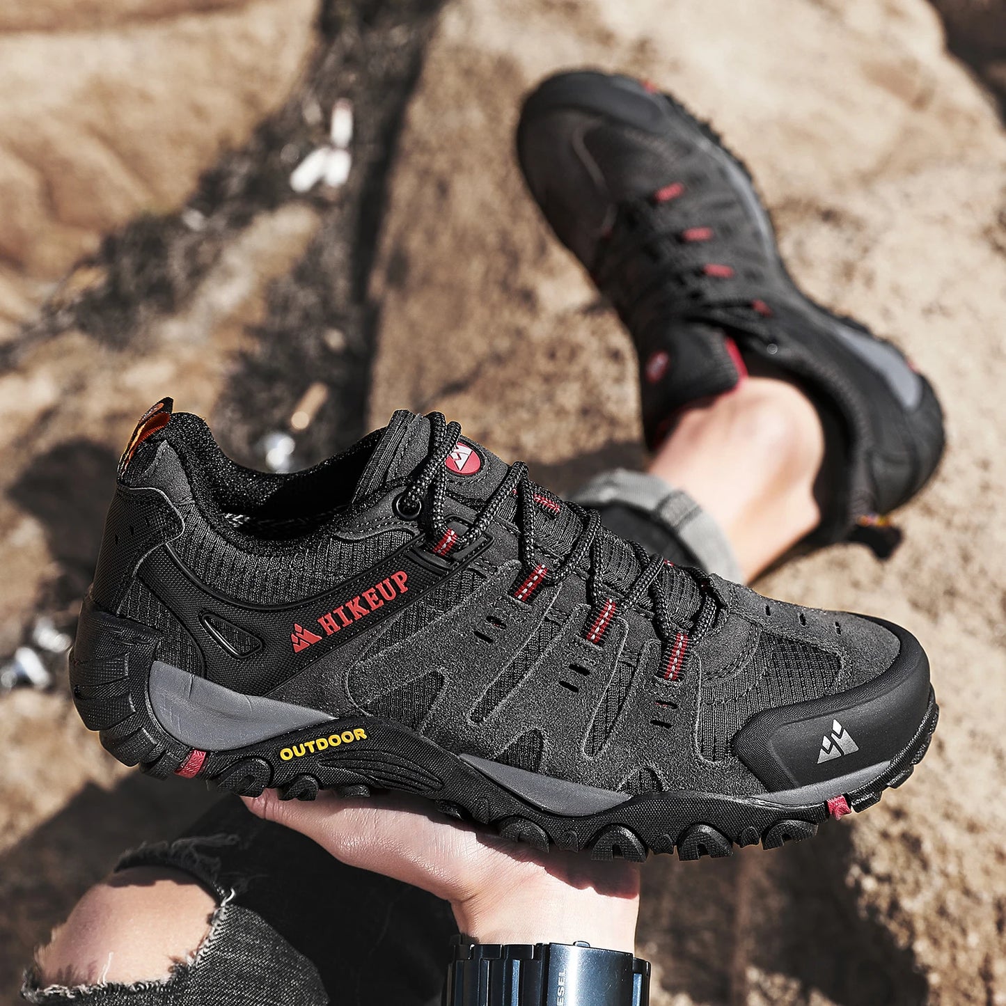 Asher Daniel Grand Outdoors: Men's Hiking Shoes | Suede Leather | Outdoor Shoes | Wear-resistant | Trekking | Walking | Hunting