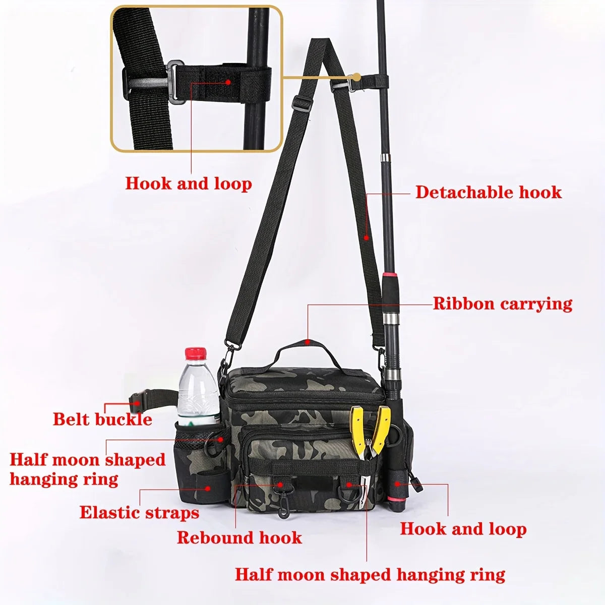 Asher Daniel Grand Outdoors: A practical fishing gear bag | canvas waist bag crossbody shoulder bag | universal travel sports bag
