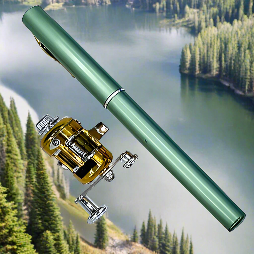 Asher Daniel Grand Outdoors: Mini Fishing Rod Reel Combo Set | Mini Telescopic Pocket Pen Fishing Rod | Pole + Reel