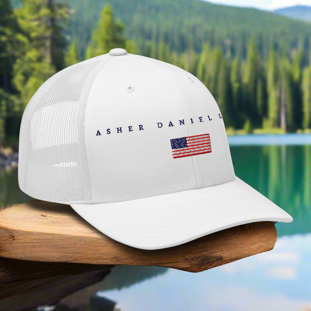 Asher Daniel Grand - Flag - Embroidered Trucker Cap