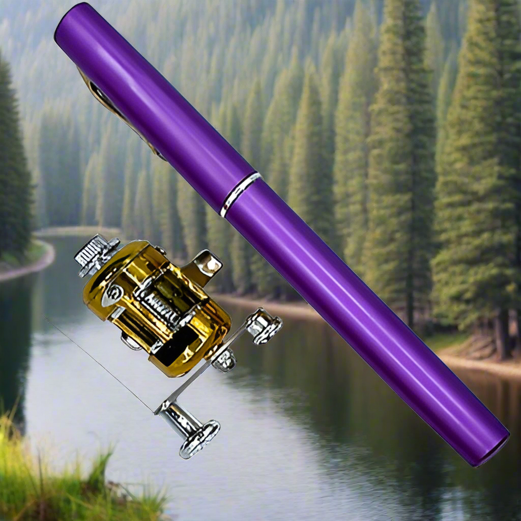 Asher Daniel Grand Outdoors: Mini Fishing Rod Reel Combo Set | Mini Telescopic Pocket Pen Fishing Rod | Pole + Reel