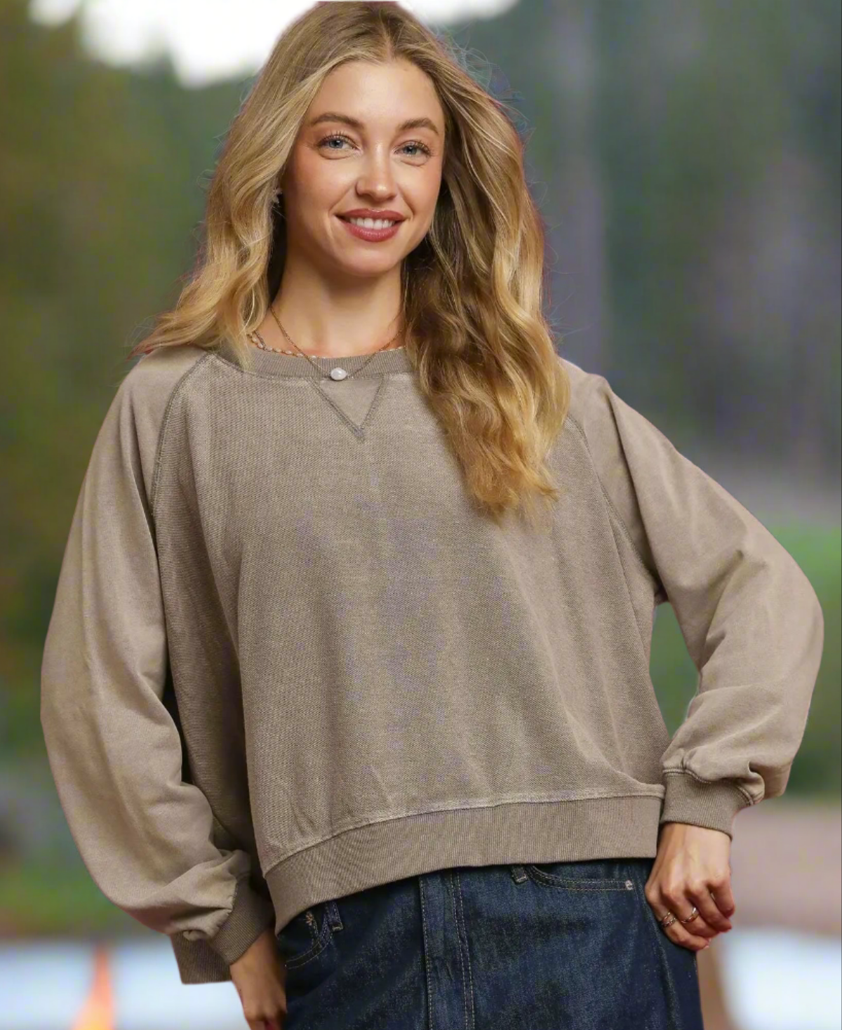 Umgee Mineral Wash French Terry Sweatshirt