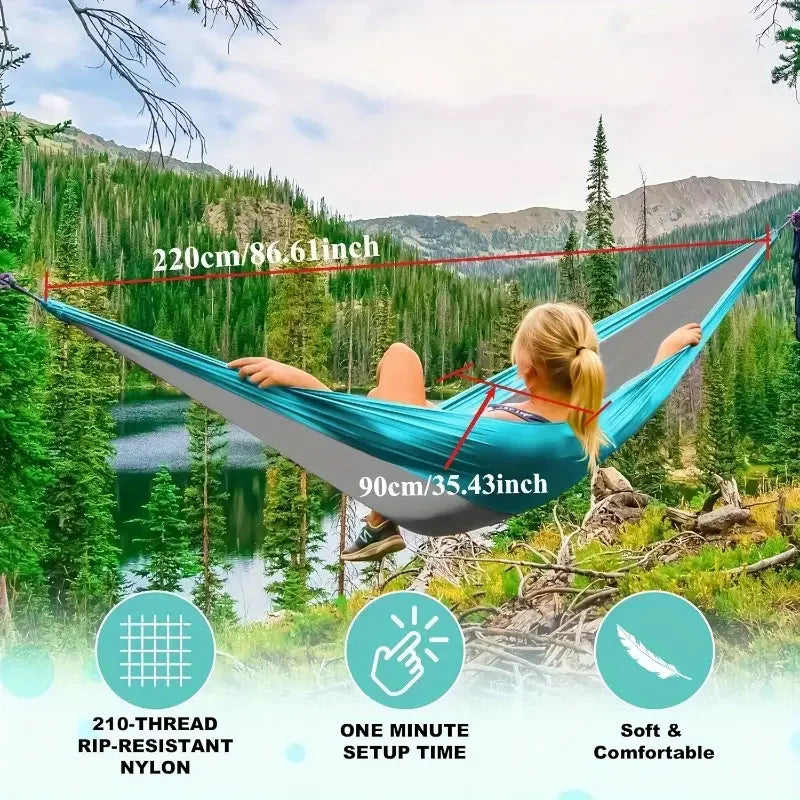 Asher Daniel Grand Outdoors: Camping Hammock | Camping Accessories Gear for Outdoor/Indoor with Tree Straps | Nylon Lightweight Hammocks for Touring Hiking