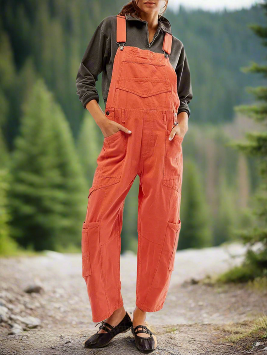 Pocketed Wide Strap Denim Overalls