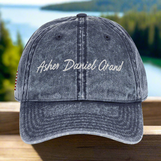 Asher Daniel Grand - 'Simply Grand' - Embroidered Vintage Cotton Twill Cap