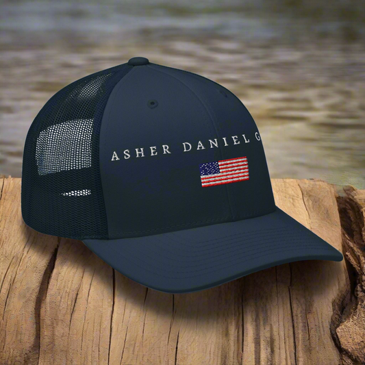 Asher Daniel Grand - Flag - Embroidered Trucker Cap