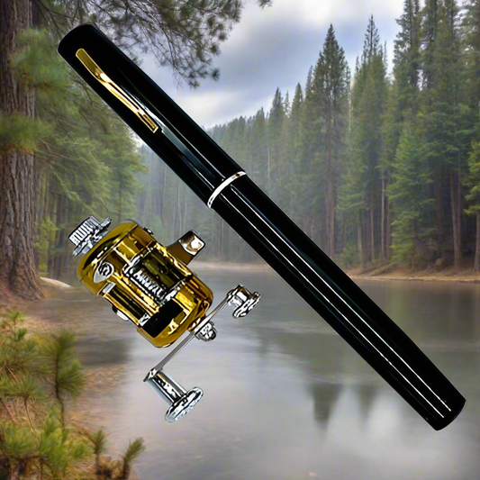 Asher Daniel Grand Outdoors: Mini Fishing Rod Reel Combo Set | Mini Telescopic Pocket Pen Fishing Rod | Pole + Reel