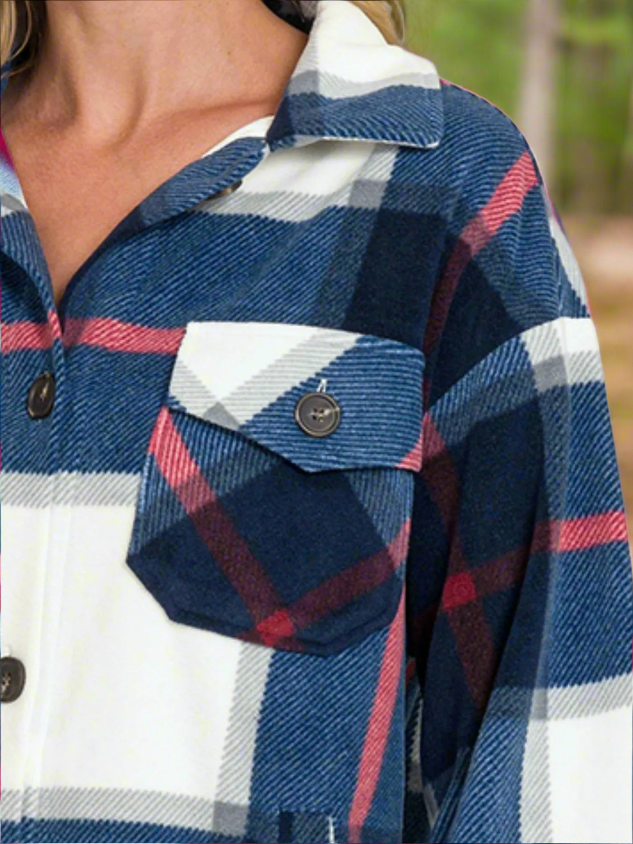 Zenana Oversized Plaid Fleece Shacket