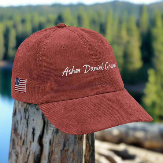 Asher Daniel Grand - 'Simply Grand' - Embroidered Vintage Corduroy Cap