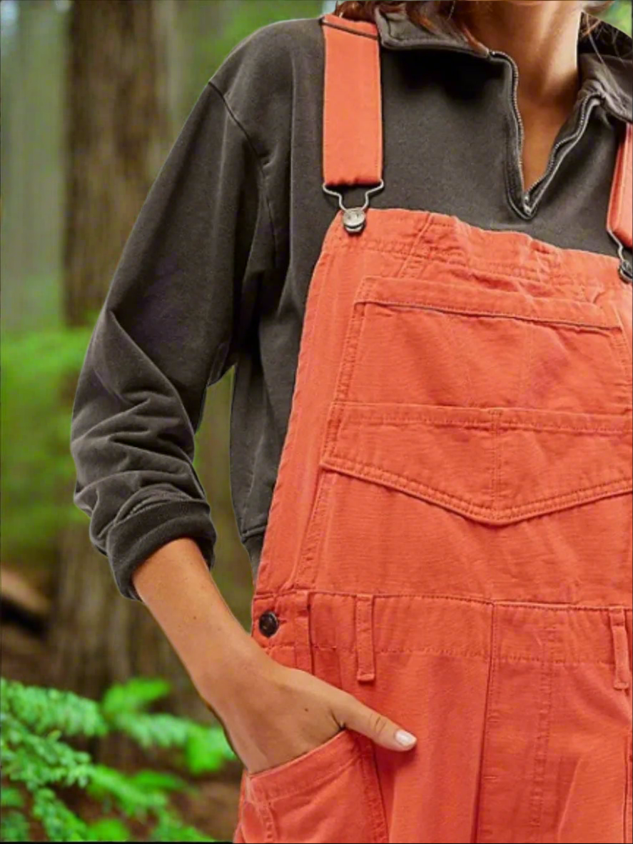 Pocketed Wide Strap Denim Overalls